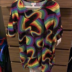 NWT Lularoe S Irma black and rainbow!